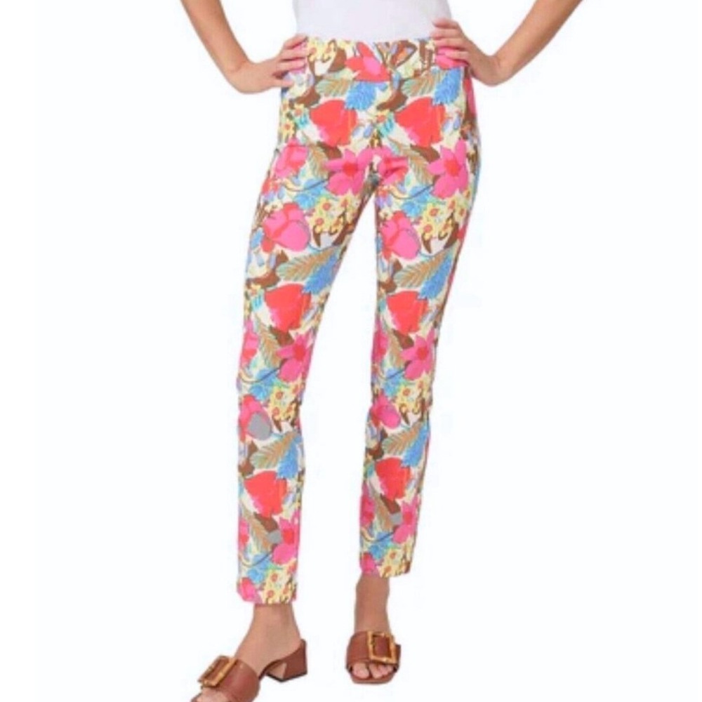 J.McLaughlin Floral Tropical Pants Women 12 Maisie Straight Resort Vacation